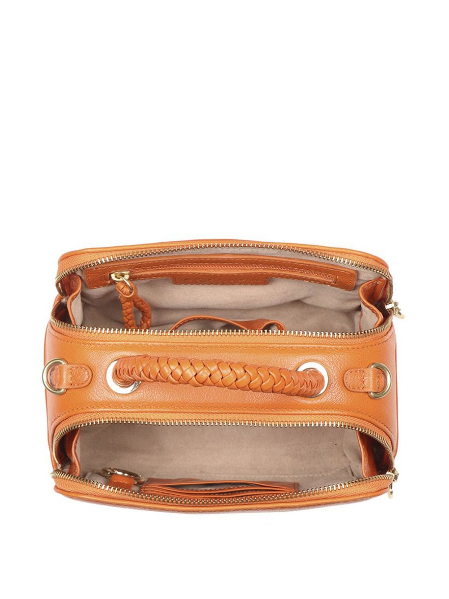 Hidesign Atelier Callas 04 Orange Leather Solid Bowler Handbags