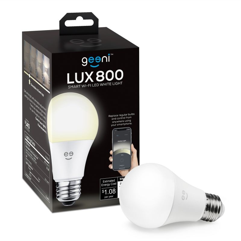 Geeni LUX 800 Smart Wi-Fi LED Dimmable White Light Bulbs (2700K), 3-Pack &ndash; A19, 60-Watt Equivalent &ndash; No Hub Required &ndash; Works with Amazon Alexa, Google Assistant, Microsoft Cortana