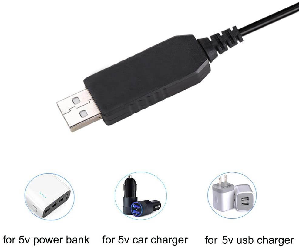 DC 5V to DC 12V USB Voltage Step Up Converter Cable Power Supply Adapter Cable with DC Jack 5.5 x 2.5mm or 5.5 x 2.1mm USB 5V to DC 12V Cable - 5ft [NOT Suitable for High Current Equipment]