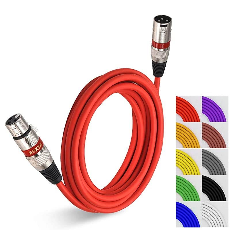 15Ft XLR Patch Cable Colored for DMX 512 Audio Mixer 10 Pack 15 ft