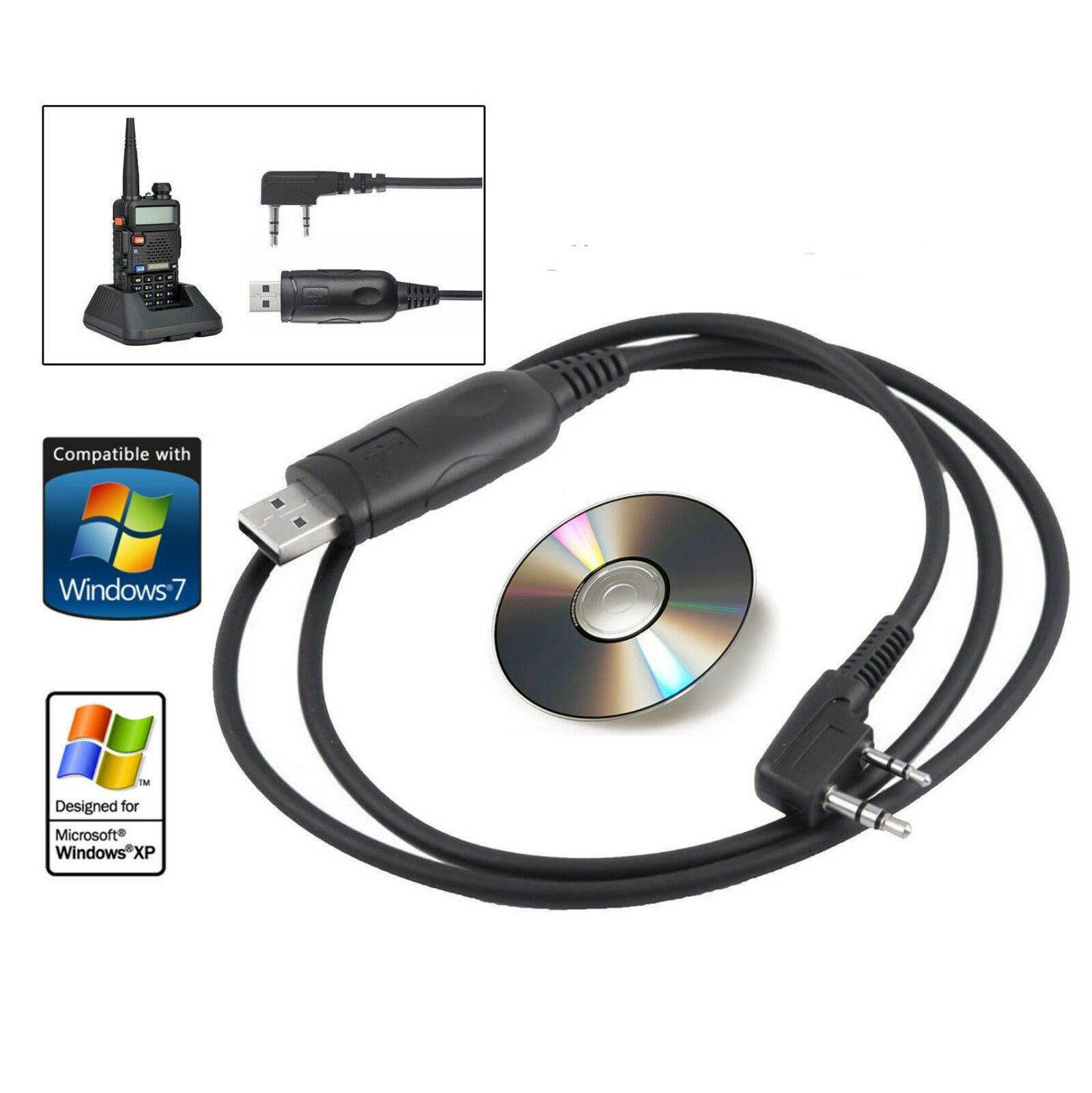 2 Pin USB Programming Cable for Baofeng Radio UV-5R 888S 777s UV-82