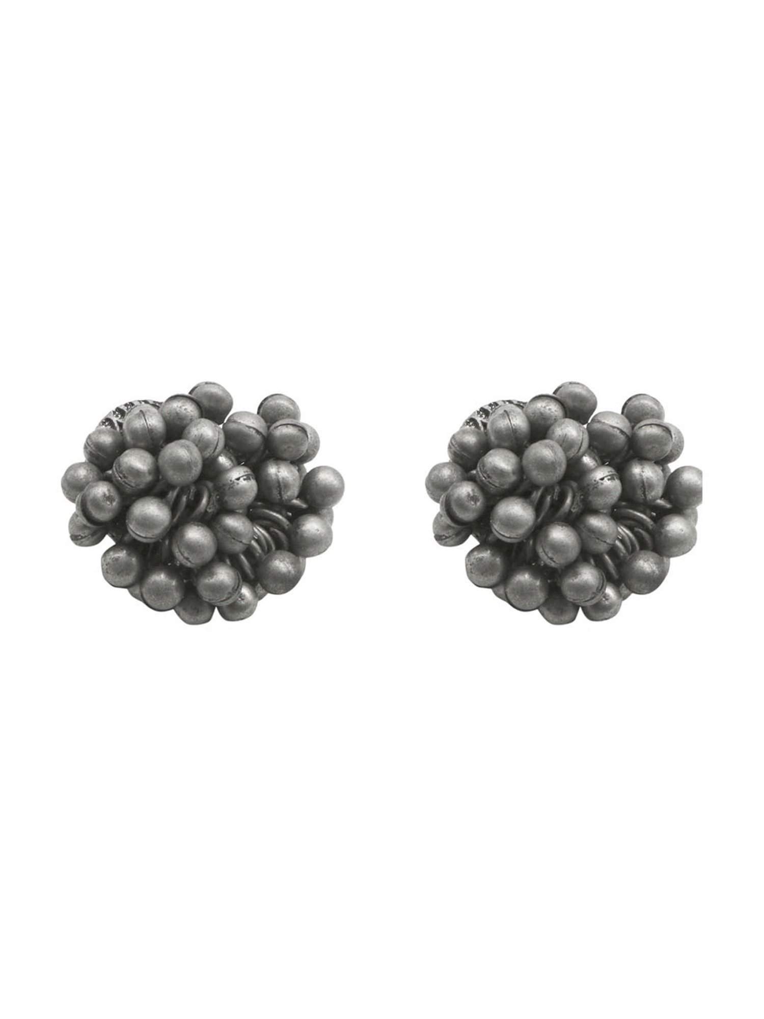 Teejh Trisha Ghungroo Silver Oxidized Stud Earrings
