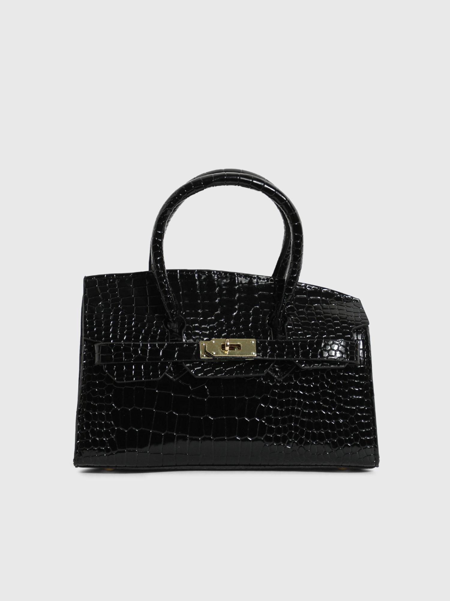 HauteSauce Black Textured Medium Leather Handheld Handbag