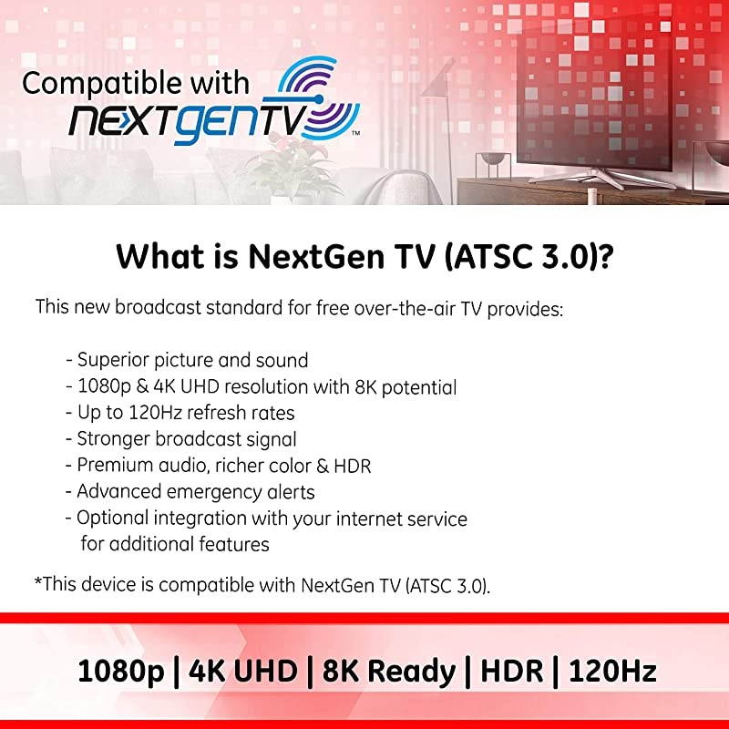 Indoor TV Antenna Amplified Long Ran HD 4K 1080P VHF UHF Extendable Dipole Rabbit Ears Amplifier Signal Booster Digital HDTV Antenna Smart TV Compatible 6Ft Coaxial Cable 34134