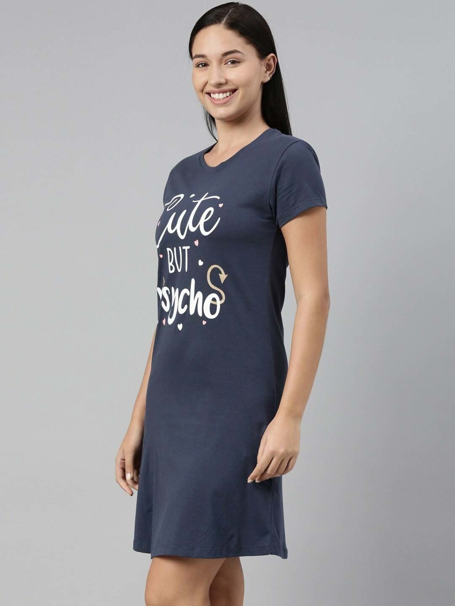 TWIN BIRDS Blue Printed Sleep Tee