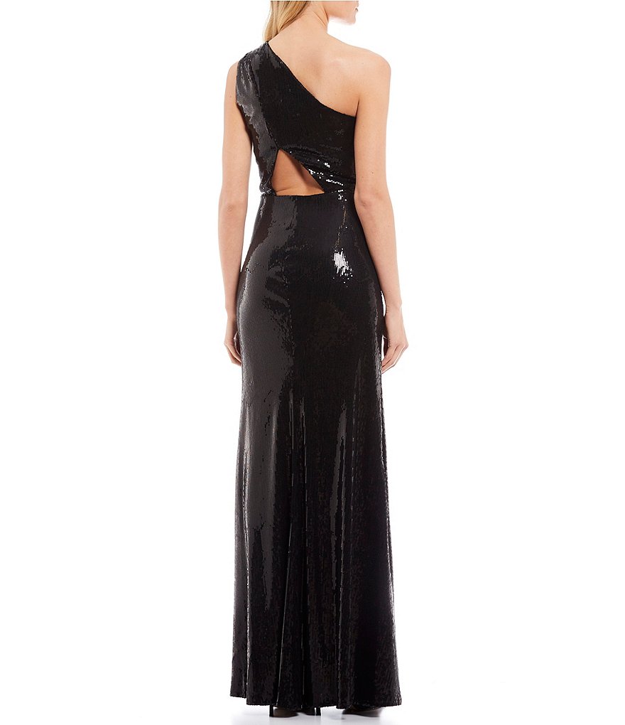 B. Darlin One-Shoulder Sequin Long Dress