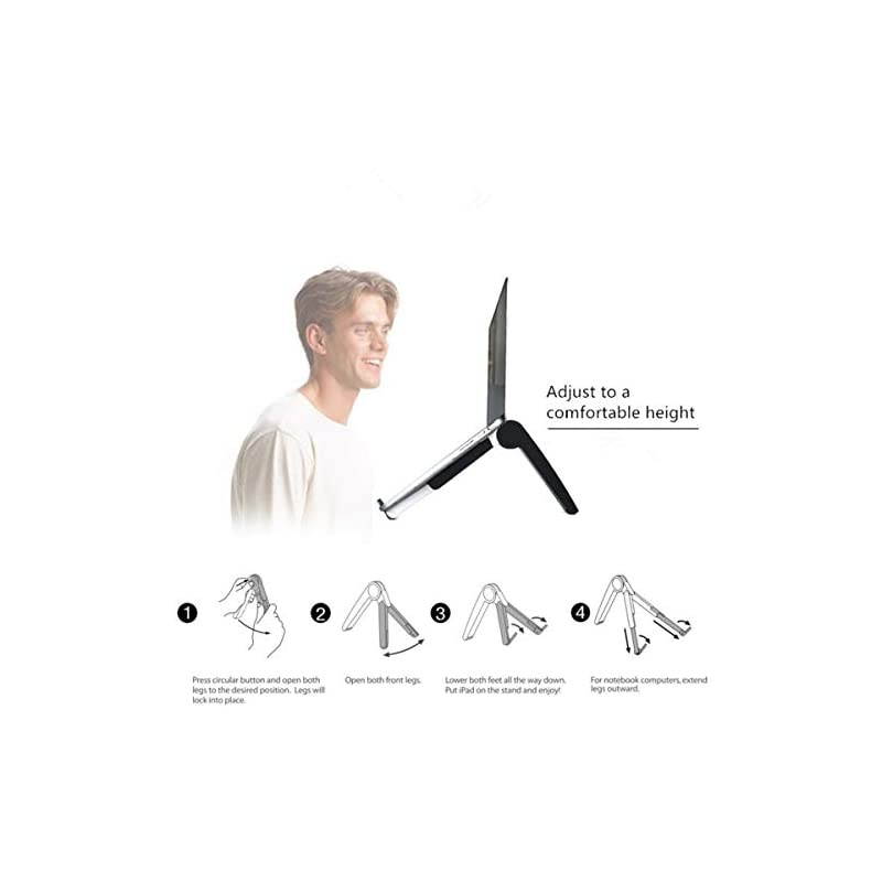 Stand Adjustable Portable Tablet HolderCooling Portable Ventilated StandMultifunction Folding BracketErgonomic Desktop Stand Fits Notebooks from 10quot17quot and All Tablets