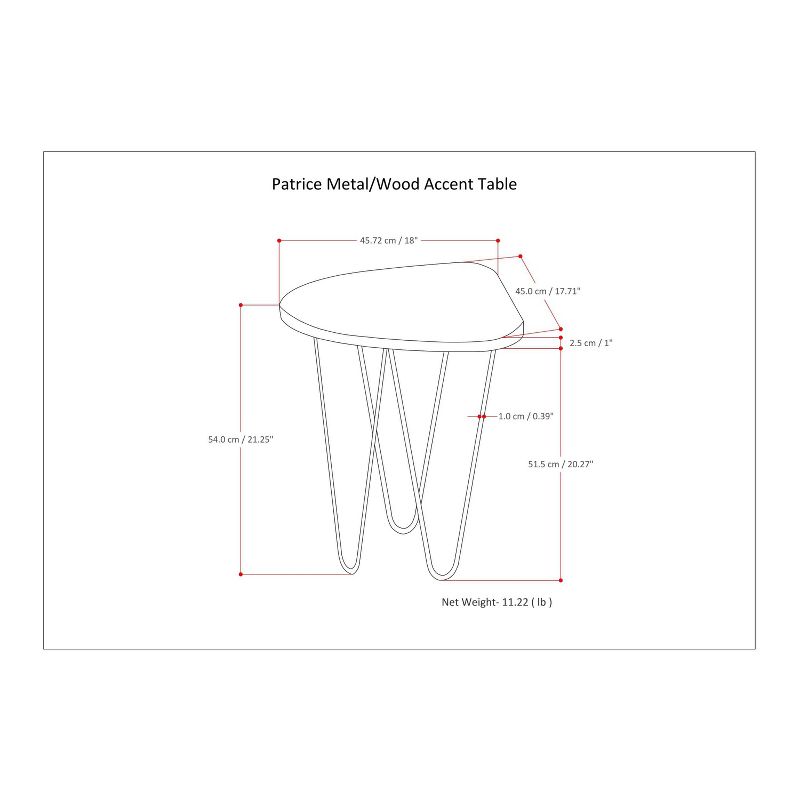 18" Tillman Metal and Wood Accent Table Natural/Gold - WyndenHall