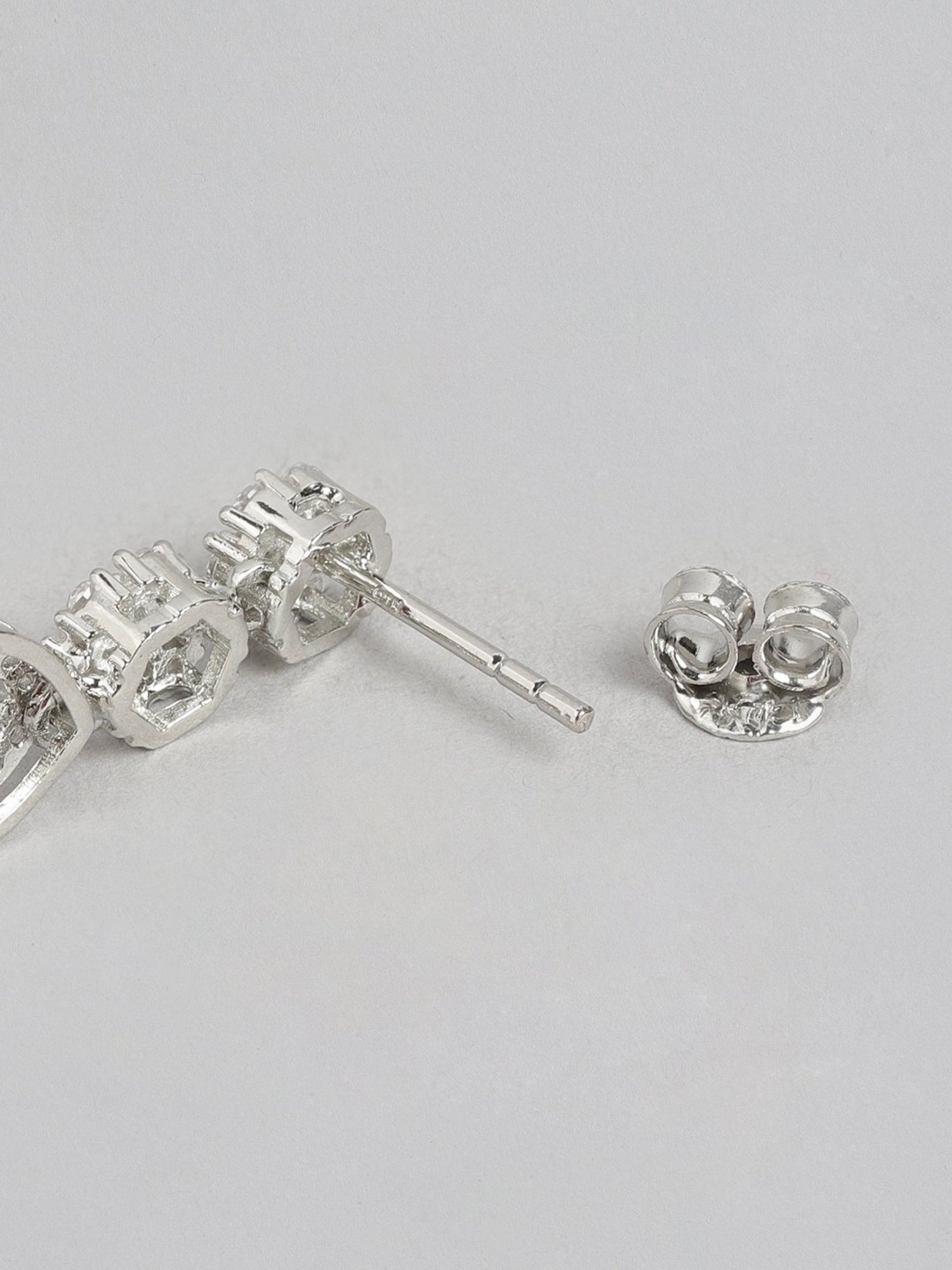 Zavya 92.5 Sterling Silver Dazzling Bloom Rhodium-Plated Drop Earrings