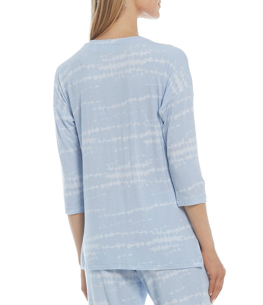 VAN WINKLE & CO. Tie Dye Print Jersey Knit Coordinating Round Neck Long Sleeve Sleep Top