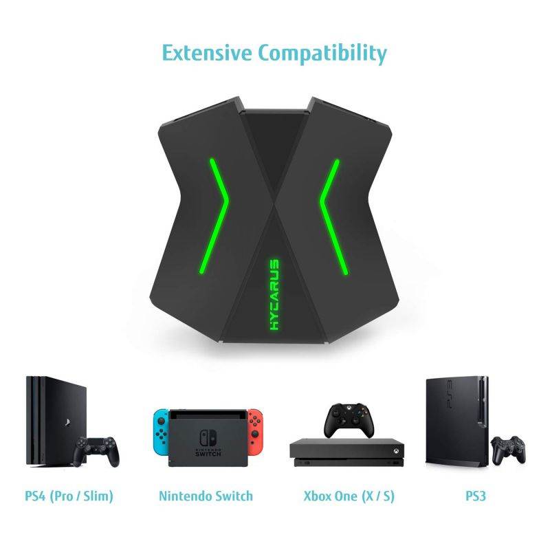 [Support 3.5mm Headset] HYCARUS Keyboard and Mouse Adapter for Nintendo Switch/Xbox One/ PS4/ PS3, PS4 Keyboard Adapter & Xbox Keyboard Adapter. Perfect for Games Like FPS, TPS, RPG and RTS, etc.
