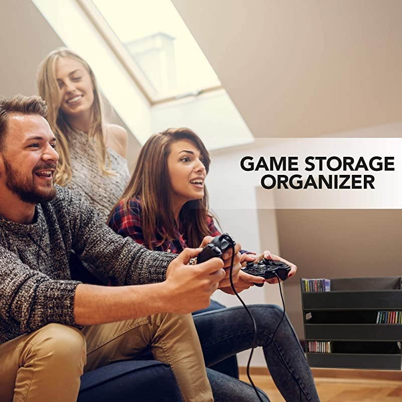 Storage Box with Powerful Magnetic Opening - Tray Holds 40 Cases for Media Shelf Storage and Organization