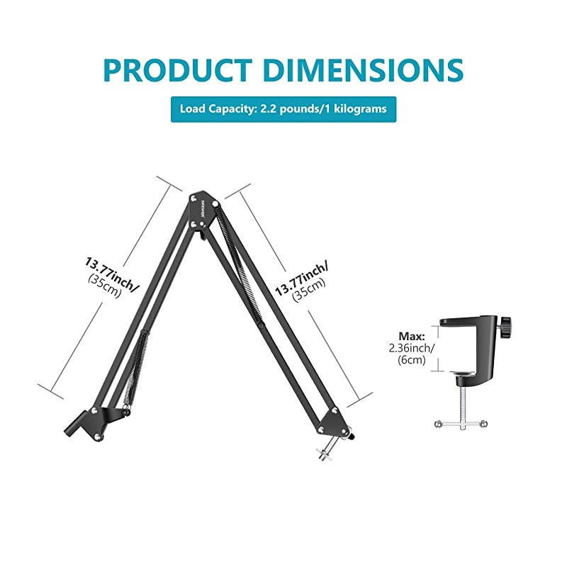 Desktop Clamp Adjustable Suspension Boom Scissor Arm Stand Holder 360 Degree Rotation Swivel Mount, Load up to 2.2 pounds/1 kilograms for Logitech Webcam C922 C930e C930 C920 C615 C960 C980 pro