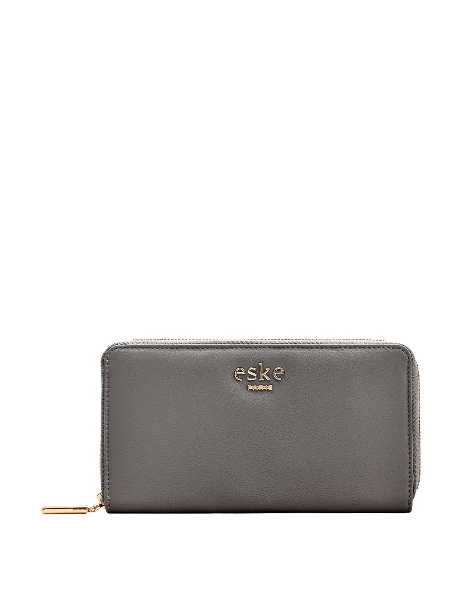 Eske Klara Grey Leather Zip Around Wallet for Men