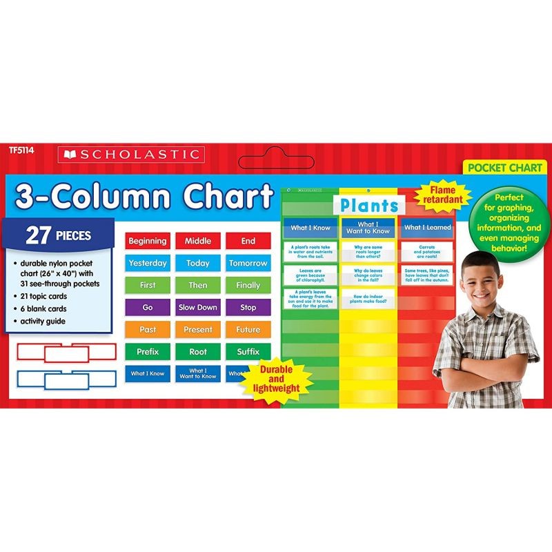 Scholastic Teachers Friend 3-Column Chart Pocket Chart, Multiple Colors (TF5114)
