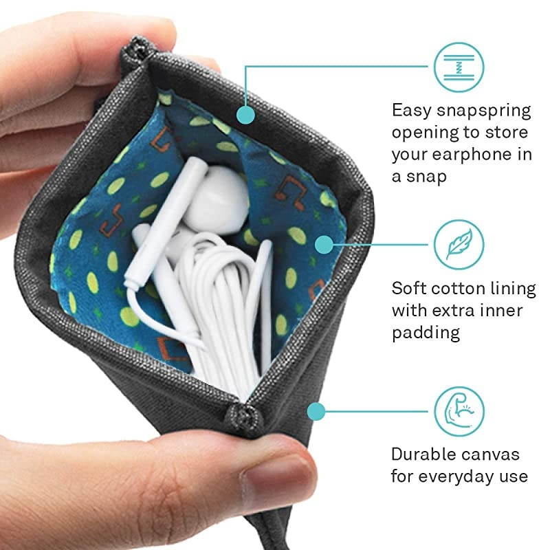 Pocket Earbud Earphone Case Pouch Bag Organizer Black 2 Pack