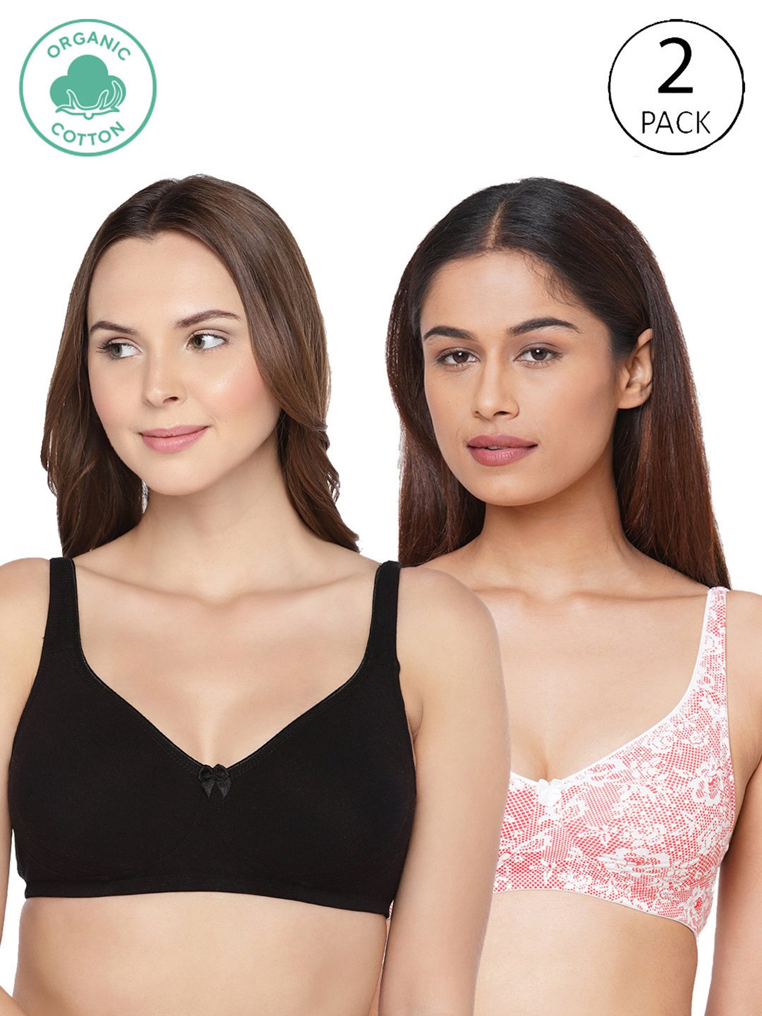 Inner Sense Black & Pink Full Coverage Bra - Pack of 2