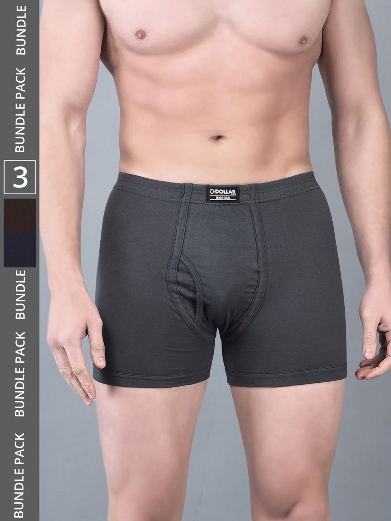 Dollar Bigboss Assorted Cotton Regular Fit Trunks - Pack Of 3