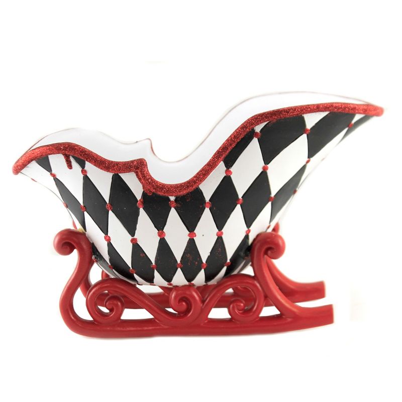 Christmas 10.5" Harlequin Sleigh Black Diamonds  -  Decorative Figurines