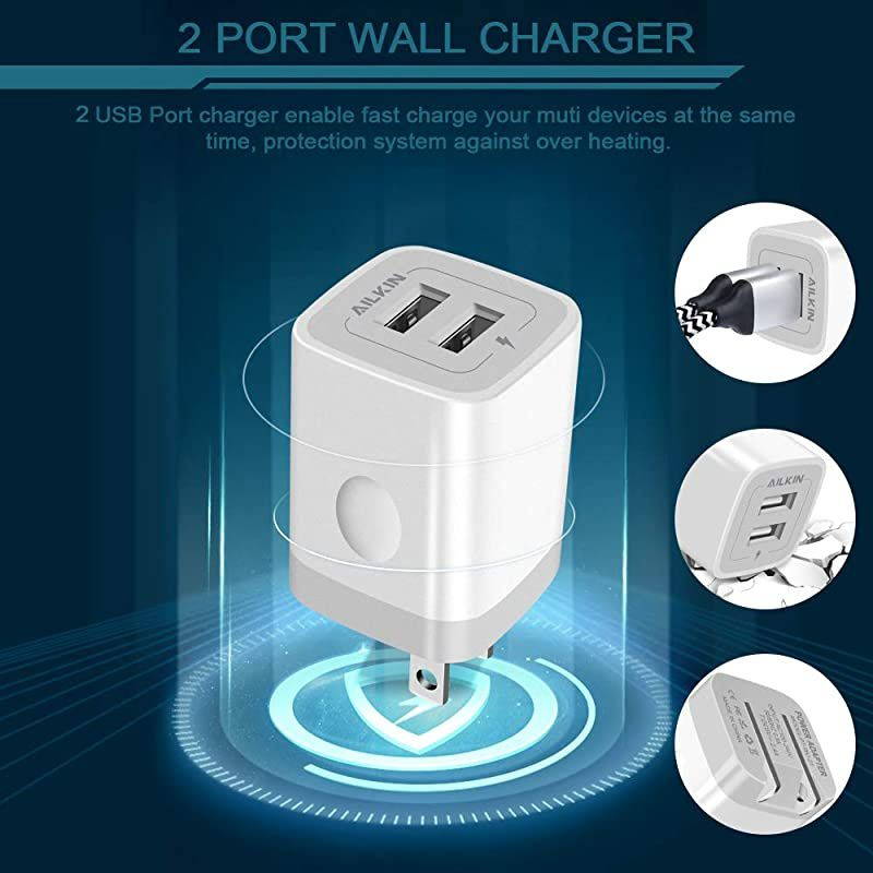 3Pack Fast Charging Cubes Foldable Dual Port Charger Block  Fast USB Plug Power Adapter Fold up Box Base Brick for iPhone XRXS MaxX iPad Samsung Galaxy Tablet Kindle Fire LG Pixel Xbox Blu