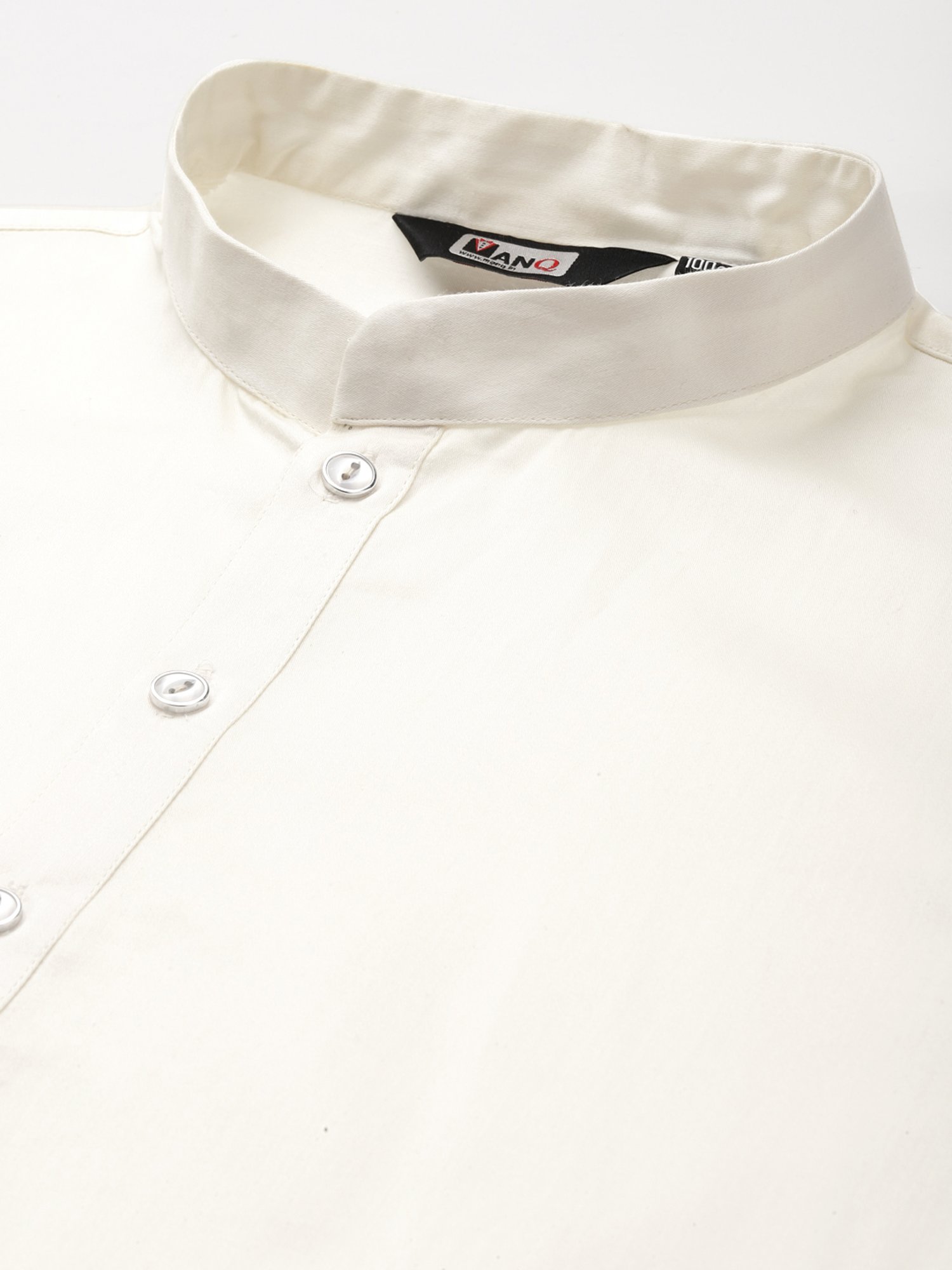 ManQ Cream Regular Fit Ethnic Wear