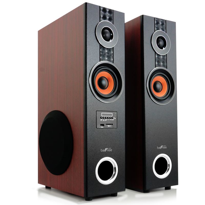 beFree Sound 5.1 Channel Surround Sound Bluetooth Speaker System in Wood