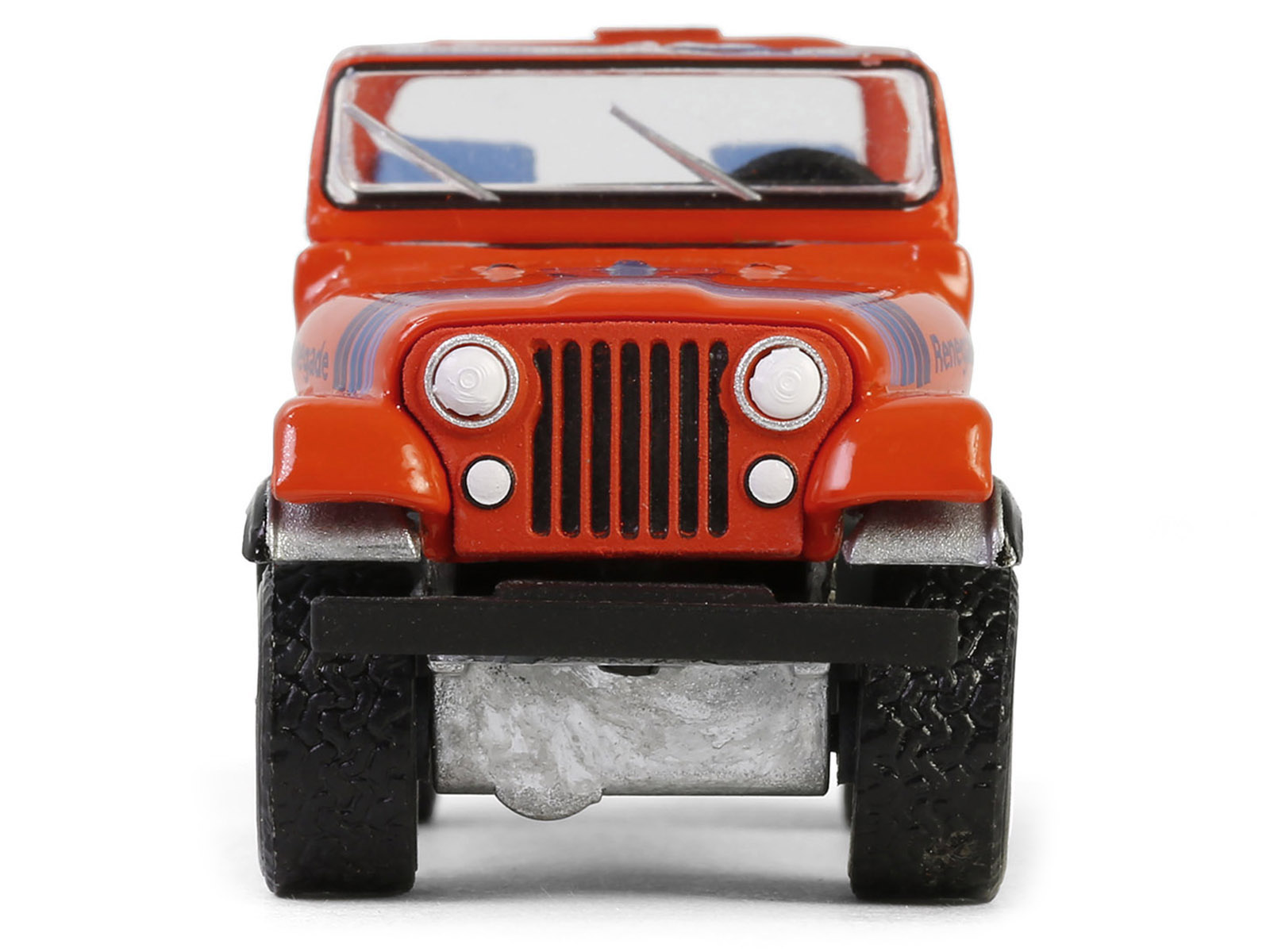 1979 Jeep CJ-7 Renegade Red with Blue Stripes "We Build 'em Tough Because you Play Rough" "Vintage Ad Cars" Series 11 1/64 Diecast Model Car by Greenlight