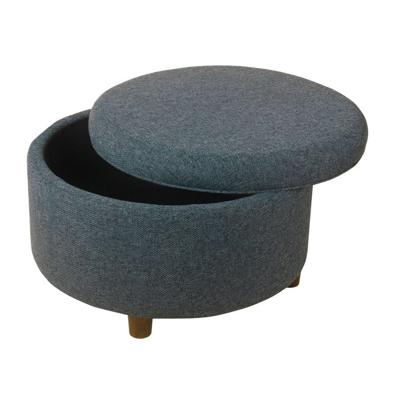 Large Round Storage Ottoman Textured Navy - HomePop