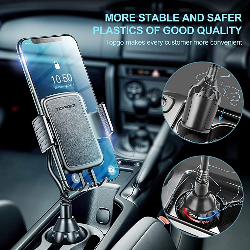 Upgraded]  Cup Holder Phone Mount Universal Adjustable Gooseneck Cup Holder Cradle Car Mount for Cell Phone iPhone Xs/XS Max/X/8/7 Plus/Galaxy