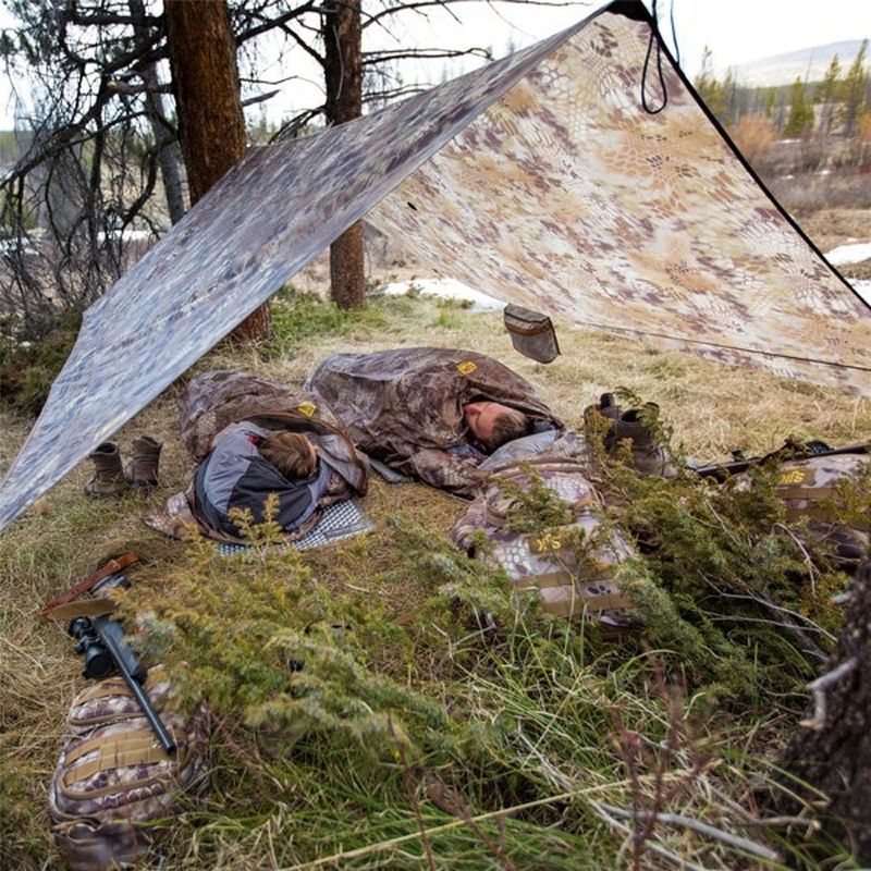 Slumberjack Satellite Tarp Outdoor Lightweight Camping Shelter with Waterproof Taped Seams and Multiple Pitch Options, Kryptek Highlander Camouflage