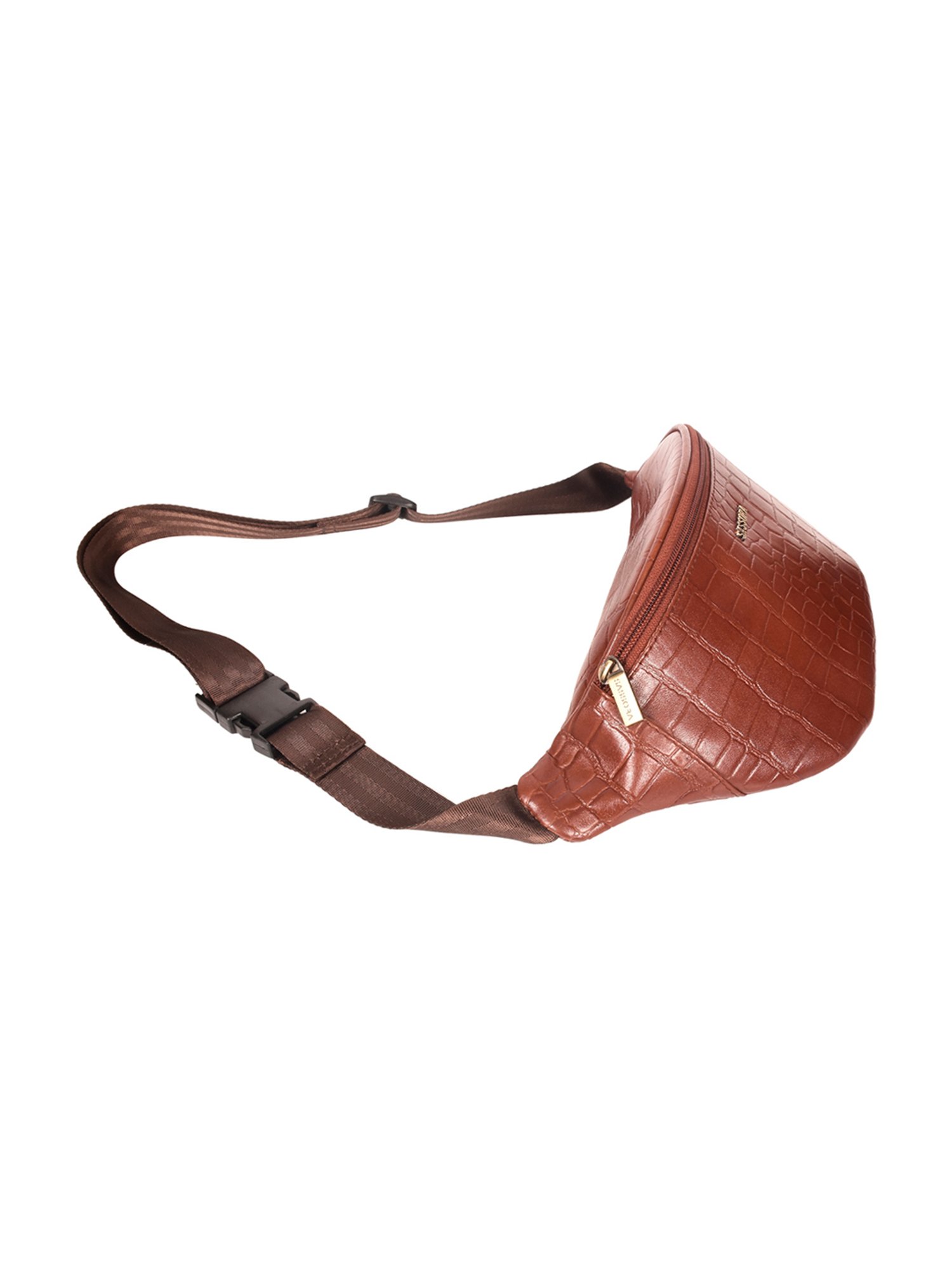 SASSORA Eefa Cognac Textured Leather Medium Belt Bag