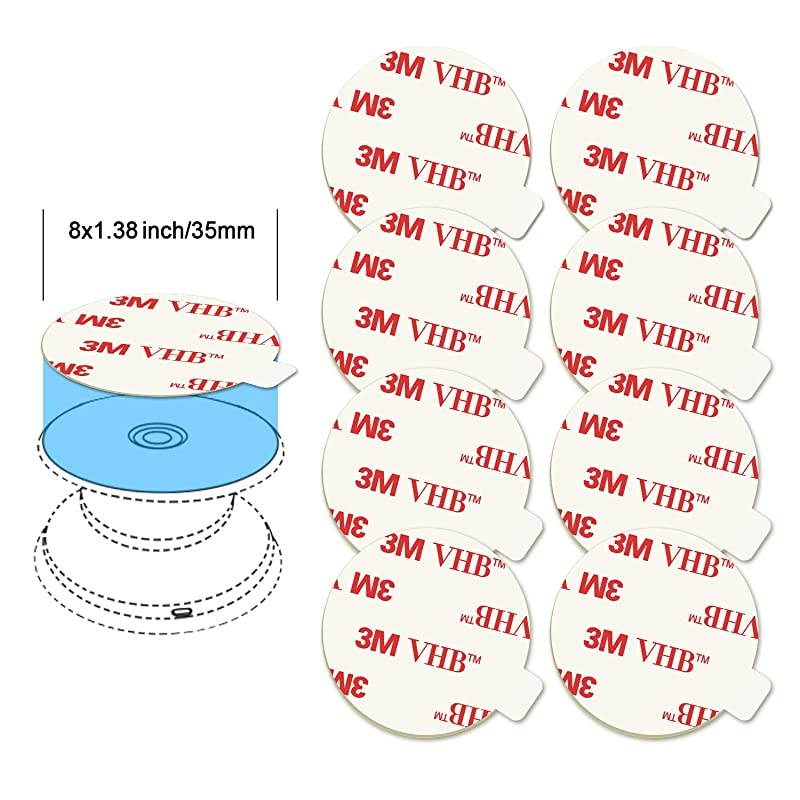 8 Pack Sticky Adhesive Replacement for Socket Stand  14 Inch Pops 3M Circle Heat Resistant Double Sided Clear White High Bond Tape Extra Strong Removable Sticker Pad for Phone Grip Holder