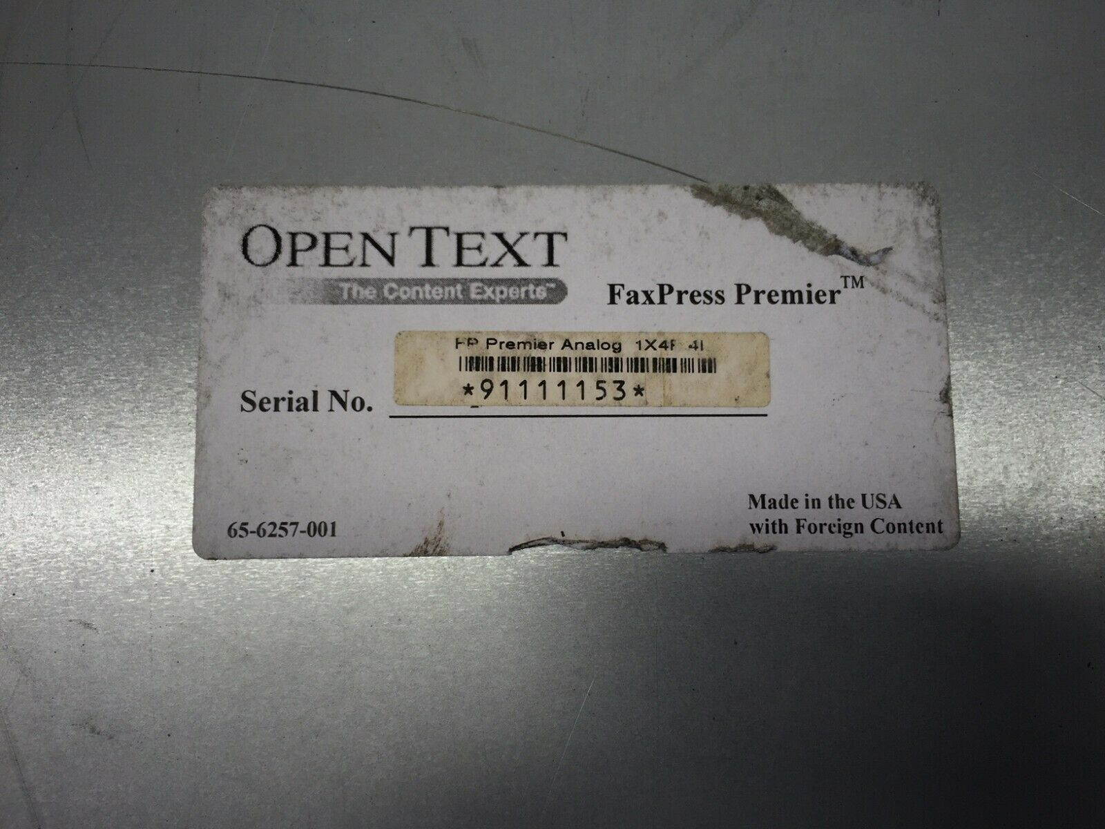 OpenText FaxPress Premier Fax Appliance 65-6257-001