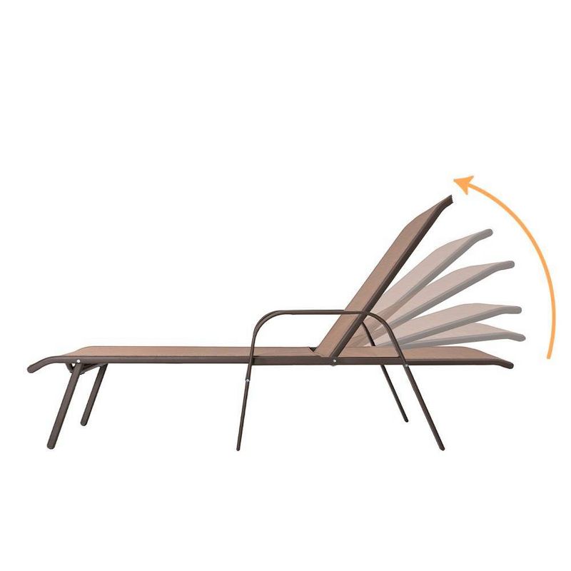 2pc Outdoor Adjustable Chaise Lounge Chairs - Brown - Crestlive Products