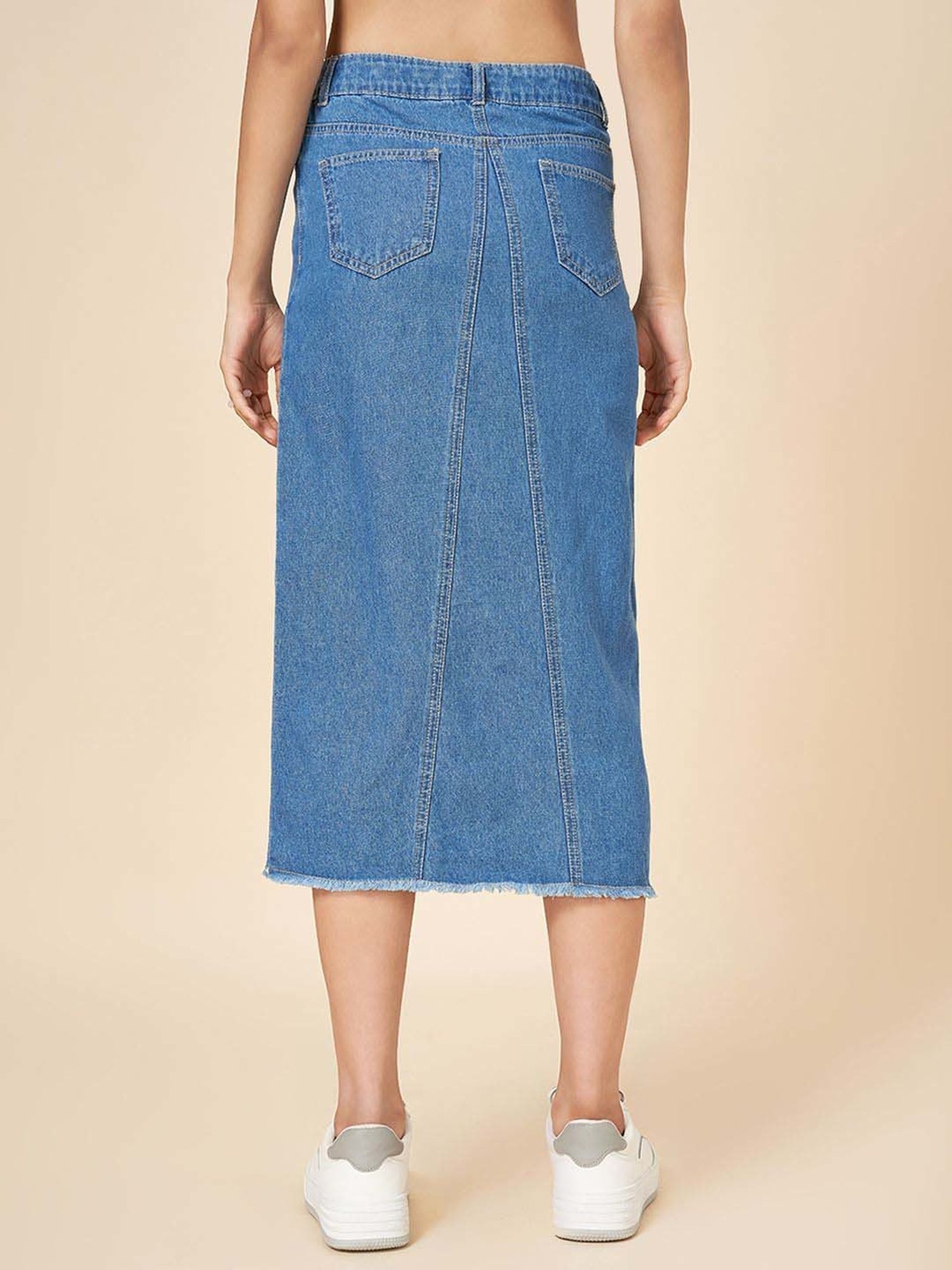 Coolsters by Pantaloons Girls Faded Denim Cotton Solid Skirts