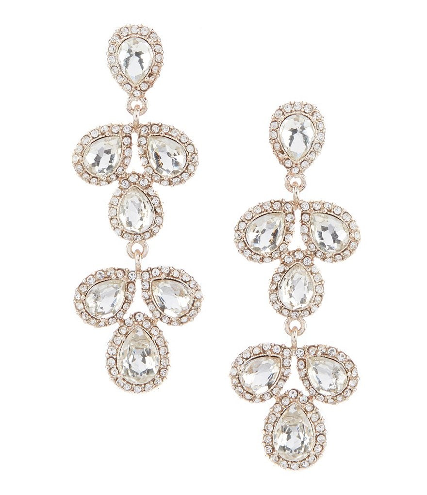 Gemma Layne Pave Pearl Linear Statement Earrings