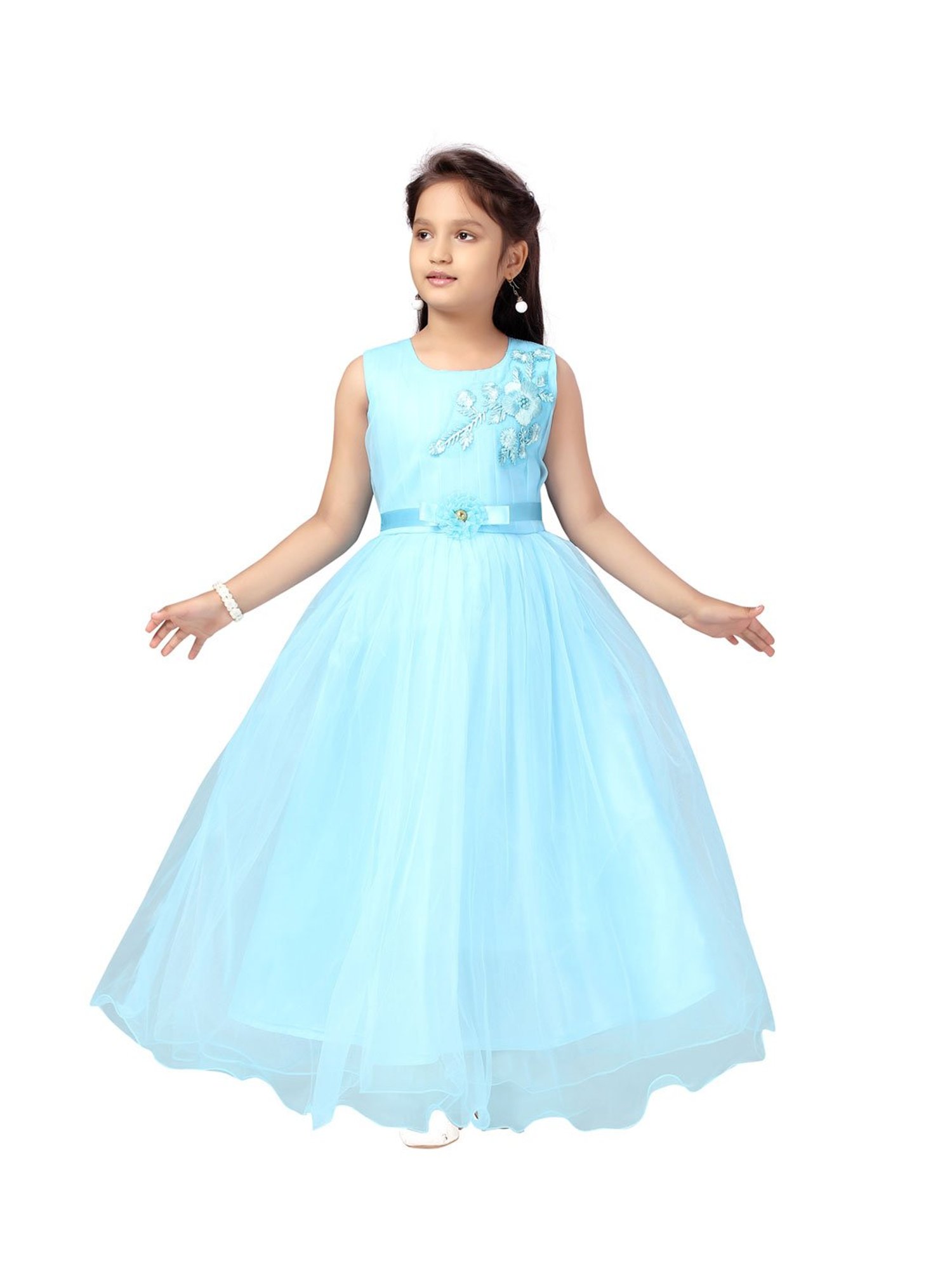 Aarika Kids Blue Embroidered Gown