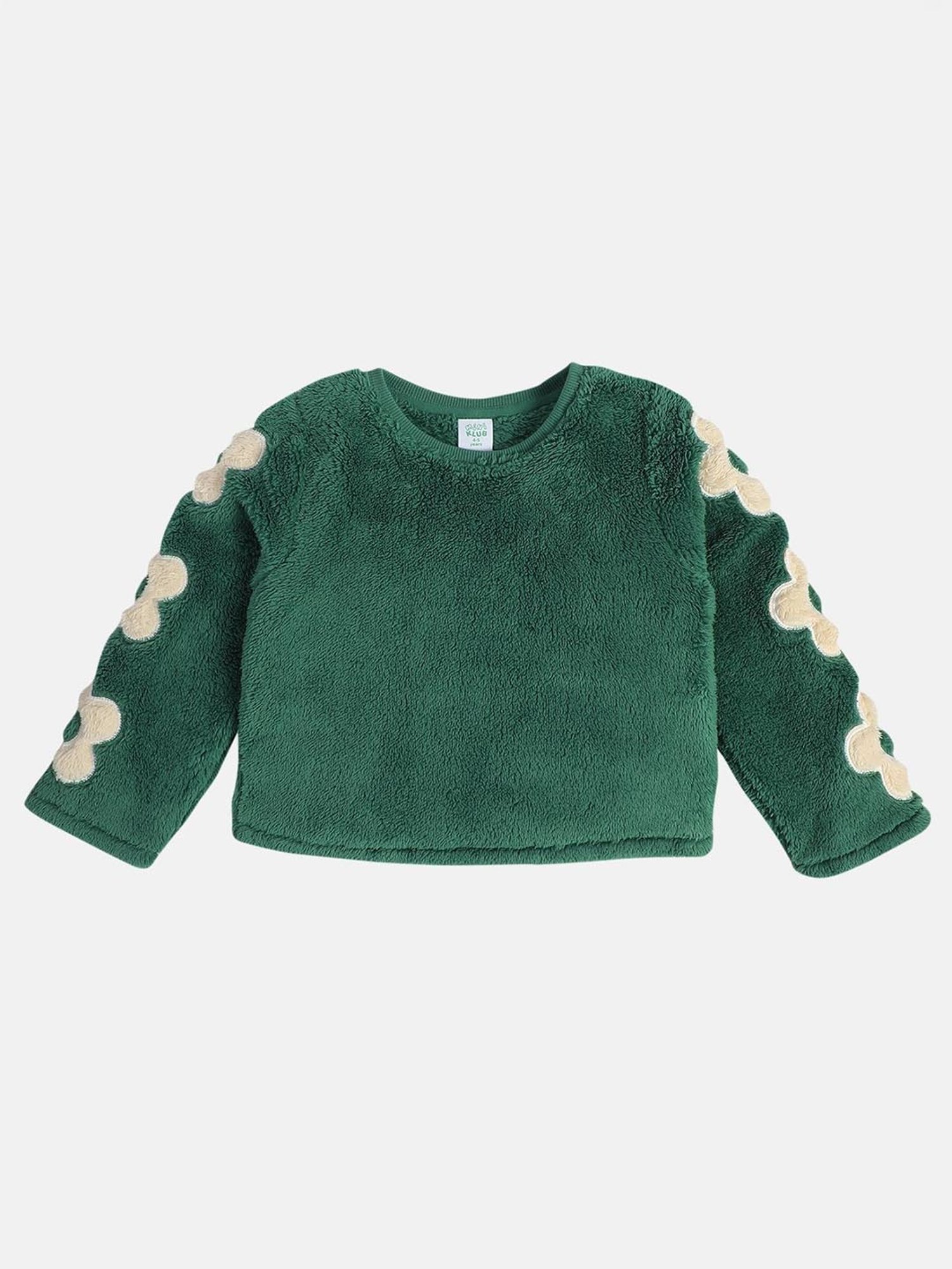 MINIKLUB Girls Green Cotton Printed Full Sleeves Sweat Shirt