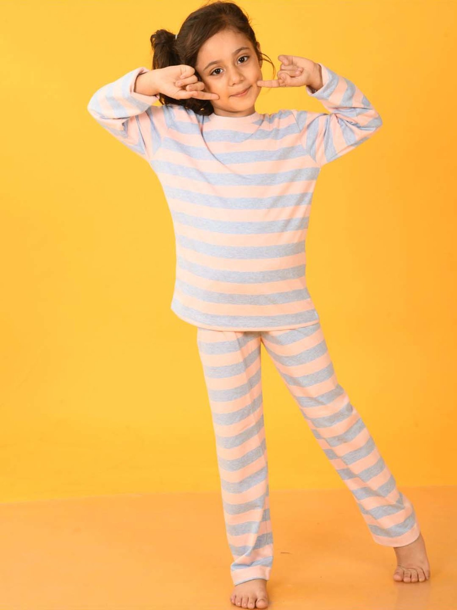 Anthrilo Kids Multicolour Cotton Striped Full Sleeves T-Shirt & Trouser
