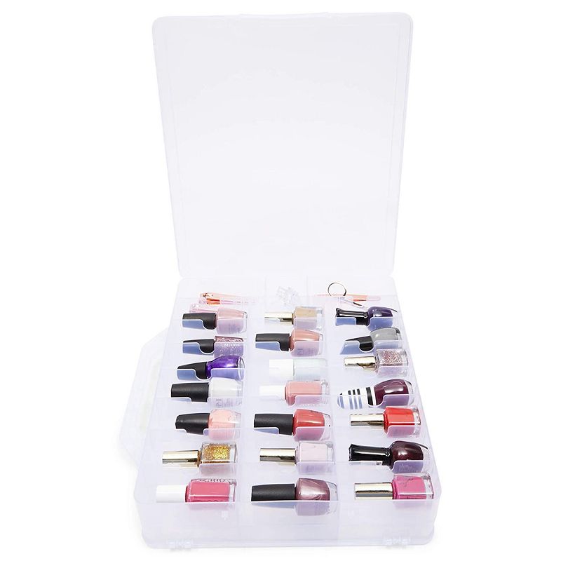 Glamlily Clear Nail Polish Caddy Holder for 48 Bottles and Nail Tools (13.78 x 13.39 x 3.15 In)