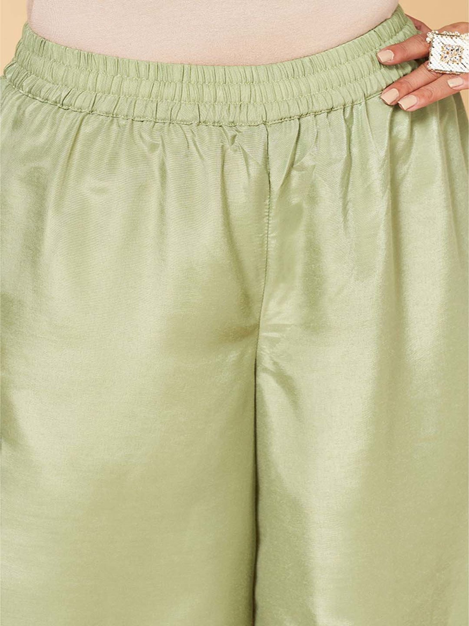 Rangmanch by Pantaloons Green Printed Kurti Palazzo Set With Dupatta