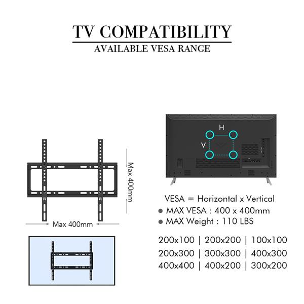 26-55" TV Wall Mount 50Kg/110Lb TV Bracket VESA 400*400