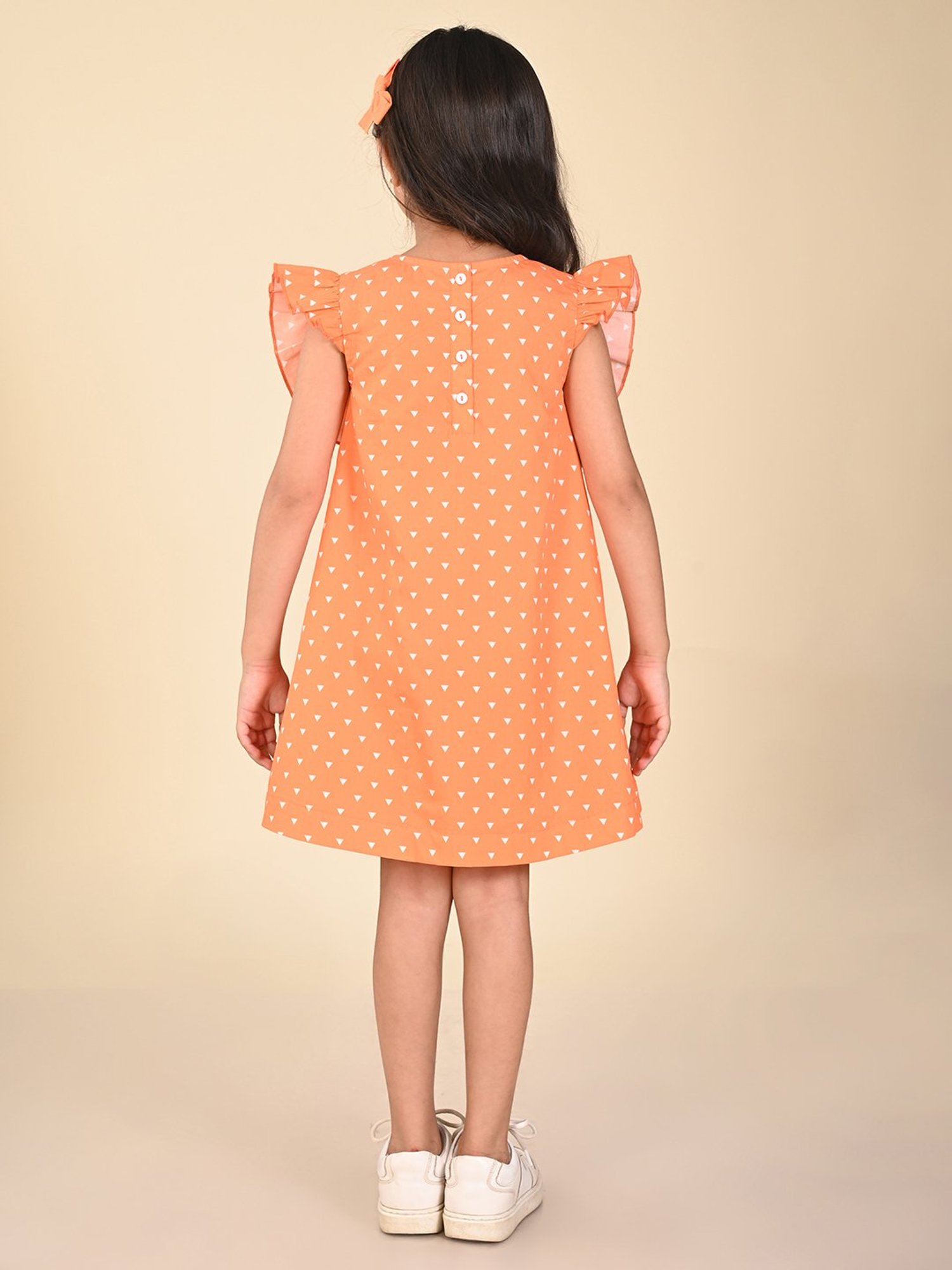 LilPicks Kids Orange Printed Dress