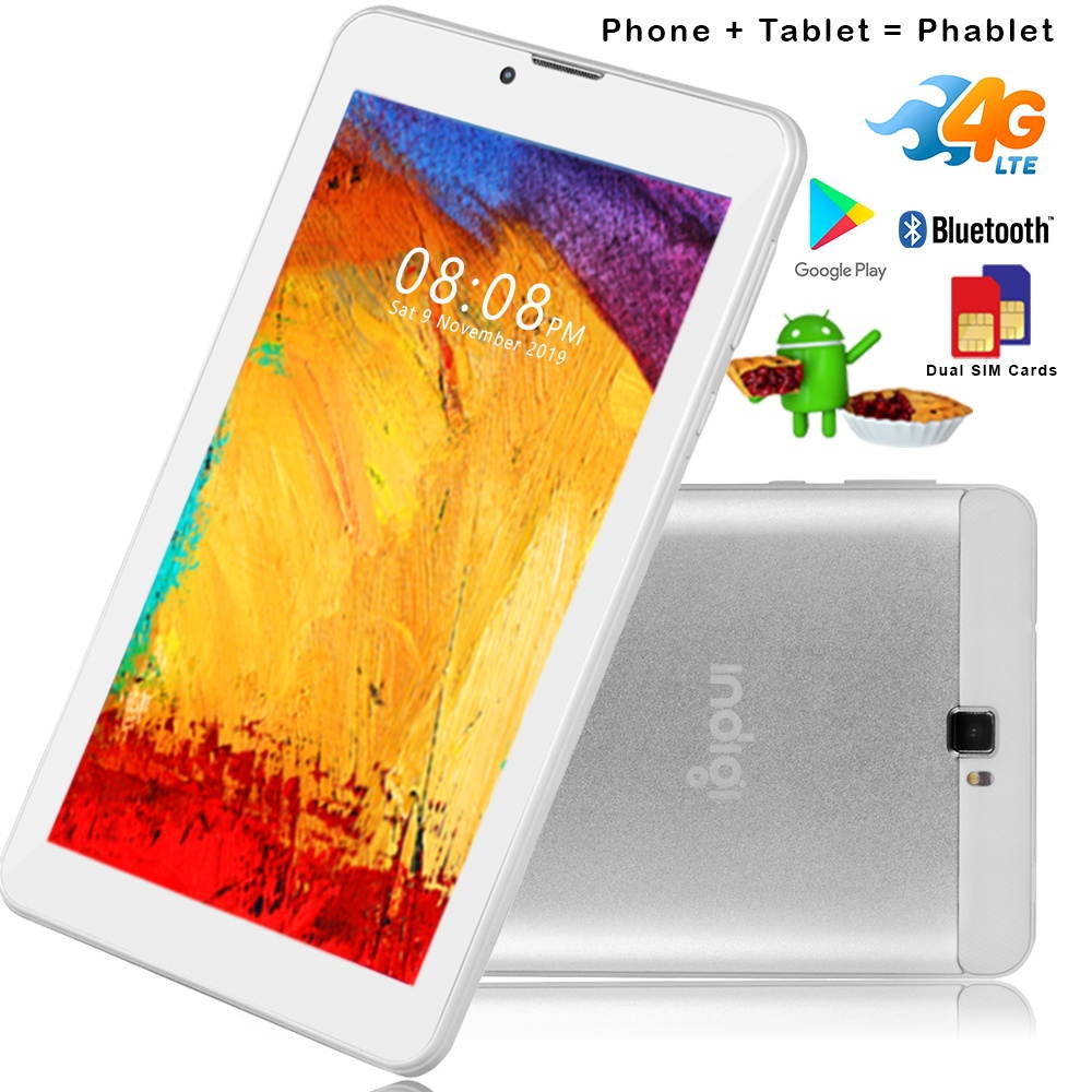 Indigi 4G LTE Unlocked Android Pie TabletPC w/ DualSIM Slots & WiFi Enabled, QuadCore CPU & 2GB RAM/16GB ROM Expandable up to 512GB, 3500mAh