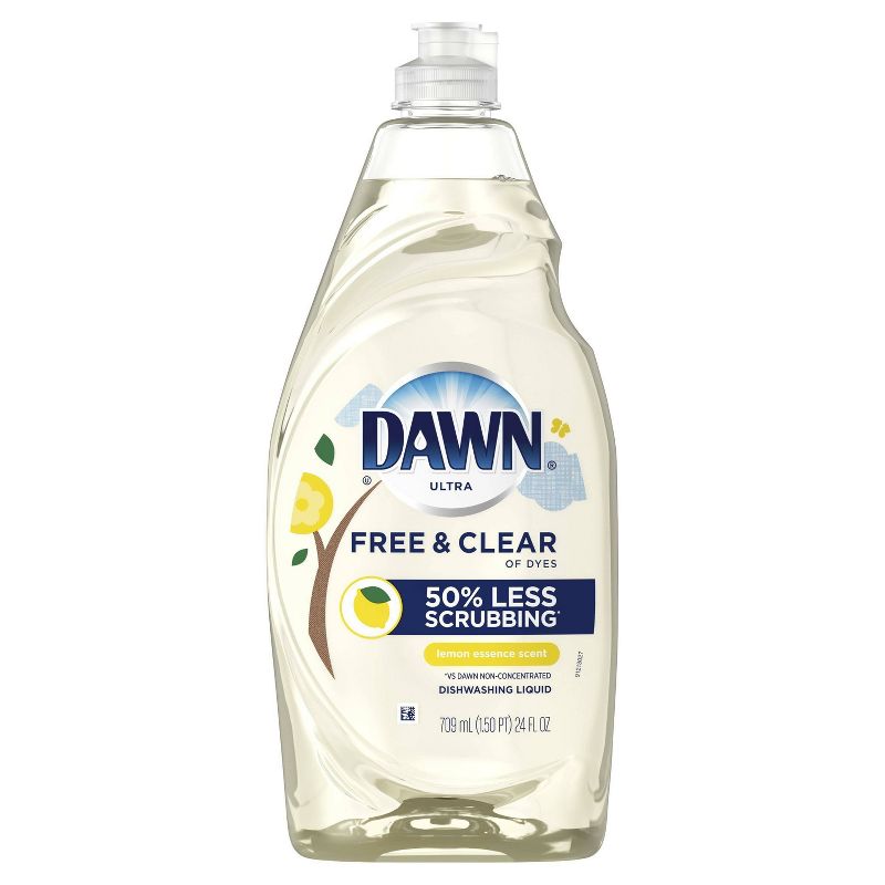 Dawn Free & Clear Dishwashing Liquid Dish Soap, Lemon Essence - 24 fl oz