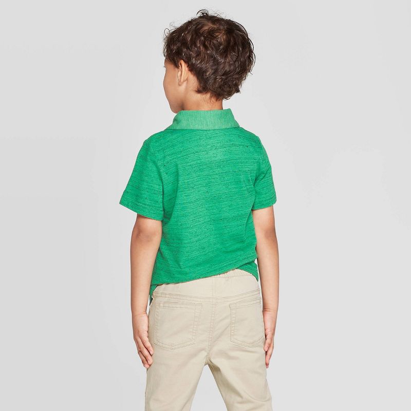 Toddler Boys' Specialty Jersey Short Sleeve Polo Shirt - Cat & Jack™ Heather Green 12M