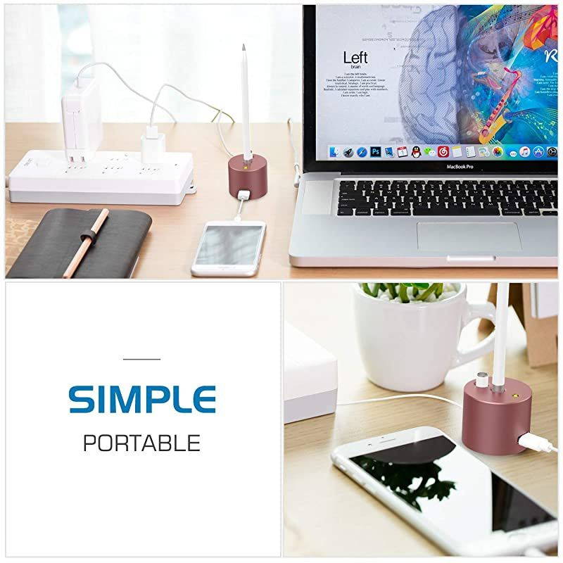 LED Charge Indicator Charging Stand Compatible with Apple Pencil 1st Gen, Aluminum Charger Dock Pencil Holder Fit iPad 10.2 2019, iPad Pro 12.9 10.5 9.7, iPad Air 3/Mini 5 2019 Pen - Wine Red