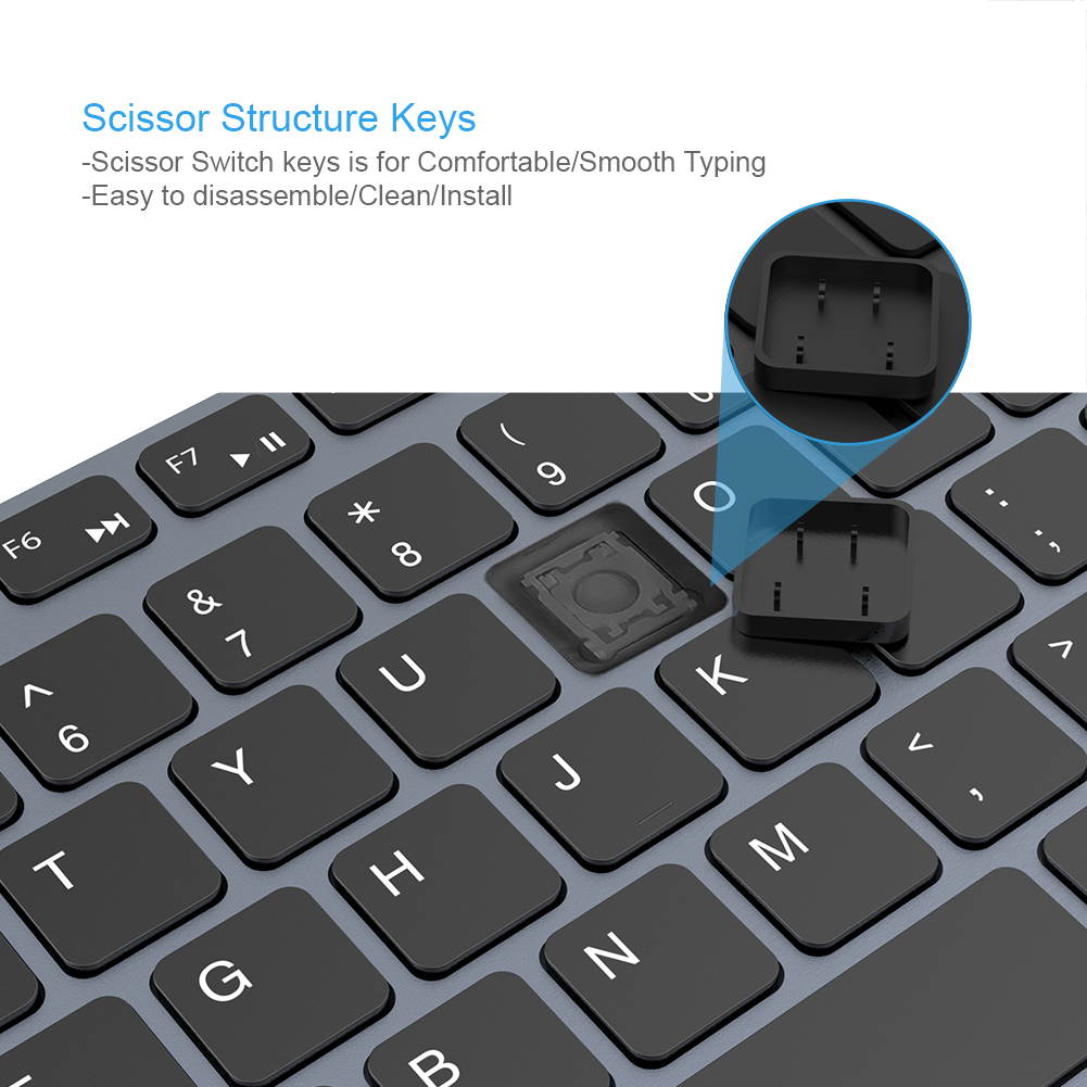 Aluminum USB Wired Keyboard with Numeric Keypad for PC Windows 10/8 / 7 / Vista/XP