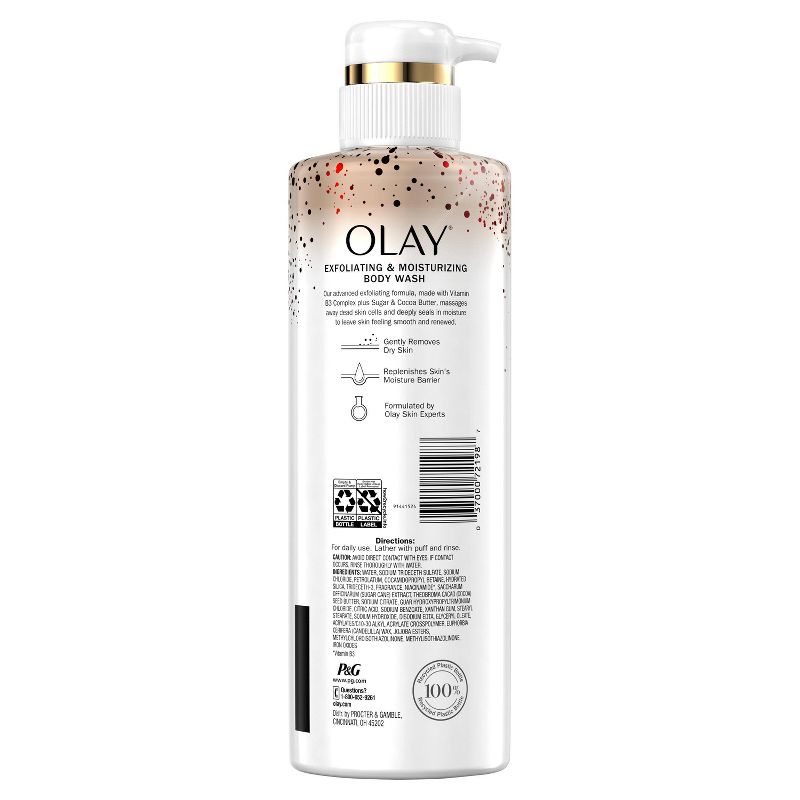 Olay Exfoliating & Moisturizing Body Wash with Sugar, Cocoa Butter and Vitamin B3 - 17.9 fl oz 
