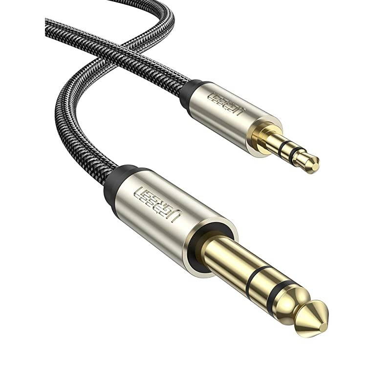 635mm 14quot Male to 35mm 18quot Male TRS Stereo Audio Cable with Zinc Alloy Housing and Nylon Braid Compatible for iPod LaptopHome Theater Devices and Amplifiers 3FT